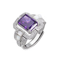 Purple Zircon Geometric Ring - 925 Silver Super Flash - Light Luxury Design