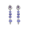 Zircon Long Chain Earrings - 925 Silver Micro-Inlaid - Tanzanite Super Flash Design