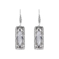 925 Sterling Silver Diamond-Shaped White Crystal Earrings - Court Style