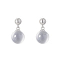 925 Sterling Silver White Crystal Bead Stud Earrings - Elegant Minimalist Design