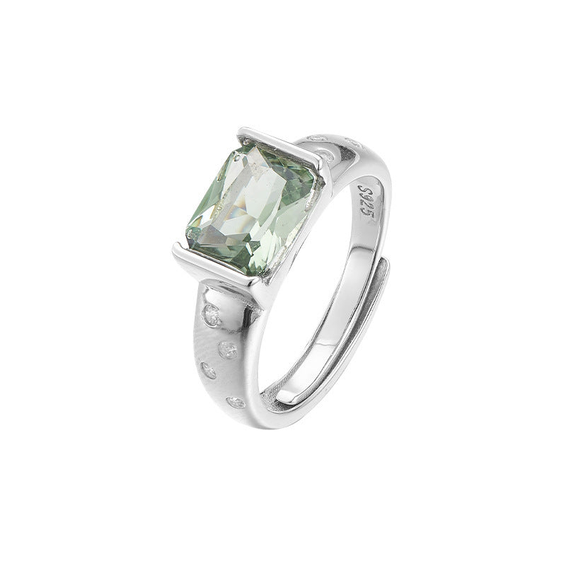 Square Paraiba Tourmaline Ring - 925 Sterling Silver Adjustable Band with Faceted Stone