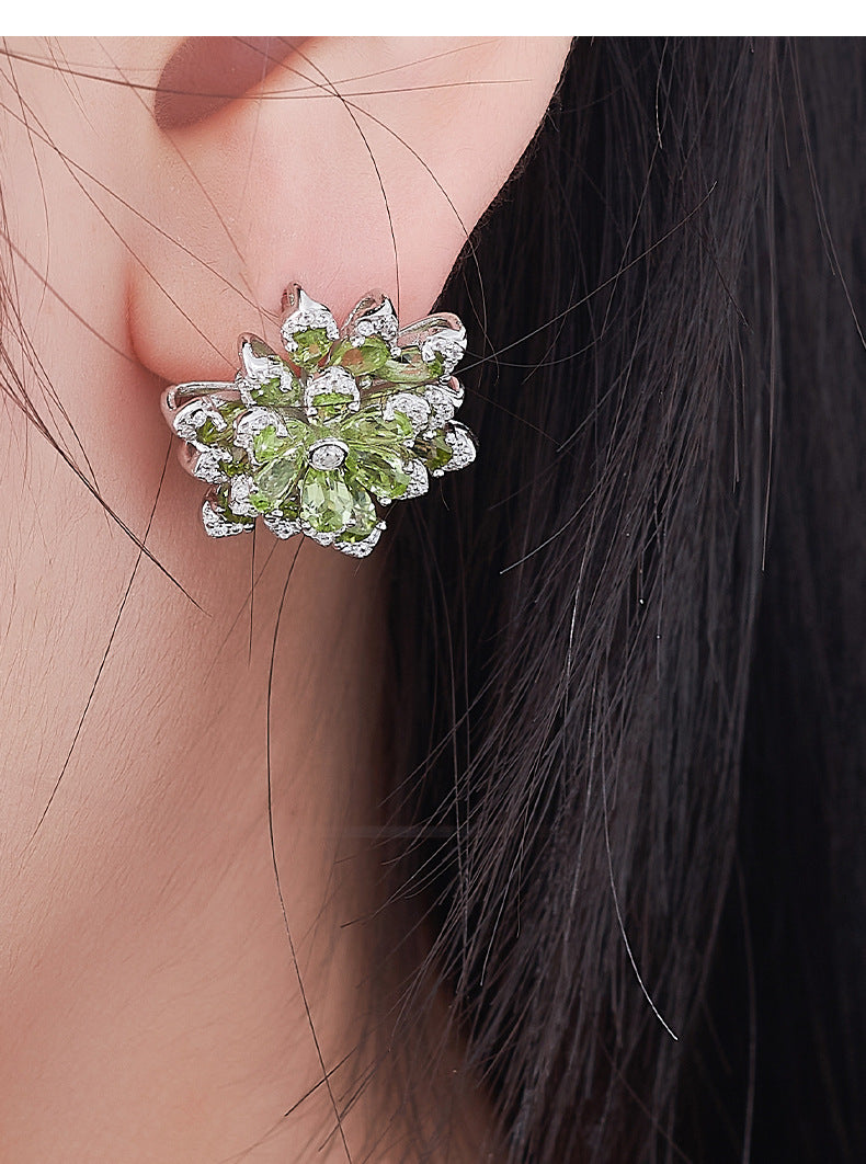 925 Sterling Silver Amethyst Flower Stud Earrings