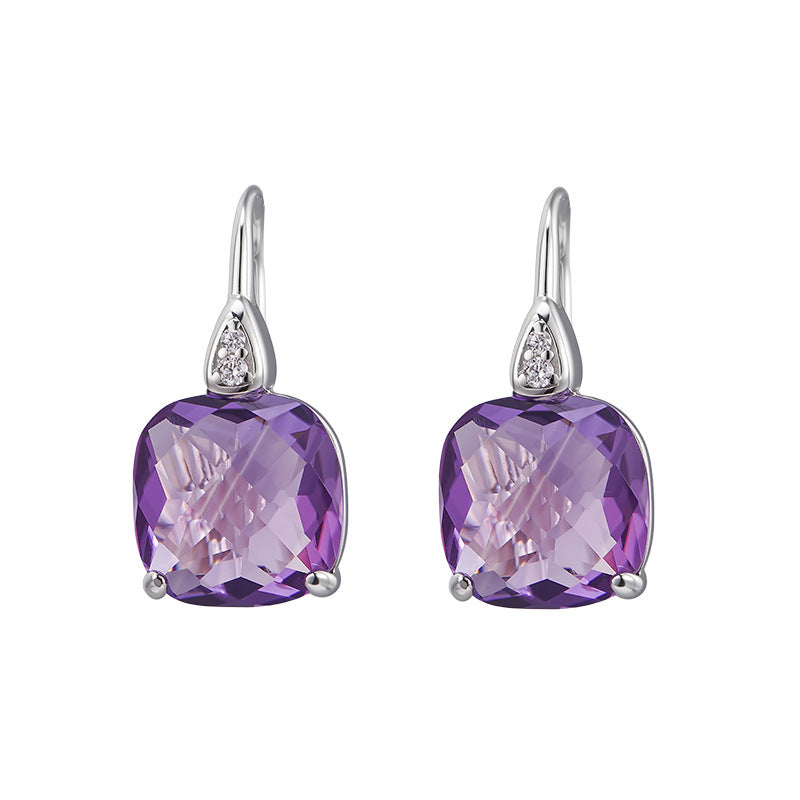 Citrine Square Earrings | 925 Sterling Silver | Minimalist Stud Earrings