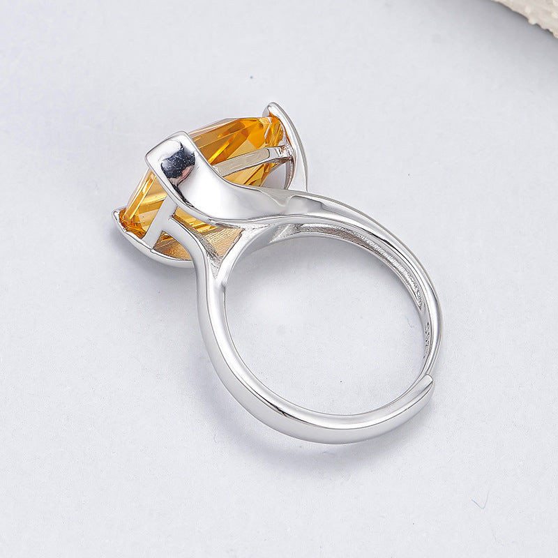 Office to Evening Citrine Ring - Adjustable 925 Silver with Natural Gemstone - Minimalist Heirloom Jewelry