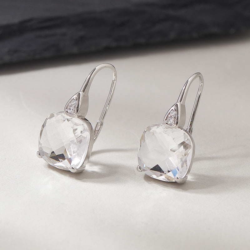 Citrine Square Earrings | 925 Sterling Silver | Minimalist Stud Earrings