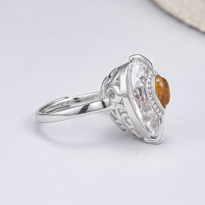 Teardrop Quartz Ring - Pure 925 Silver for Effortless Elegance - Your Everyday French Luxury