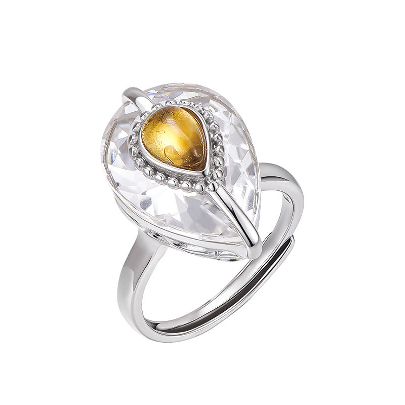 Teardrop Quartz Ring - Pure 925 Silver for Effortless Elegance - Your Everyday French Luxury