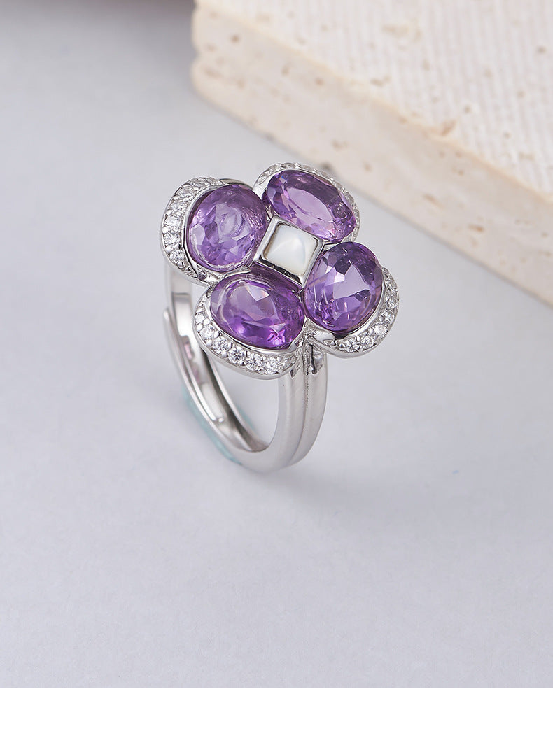 925 Sterling Silver Faceted Amethyst Ring