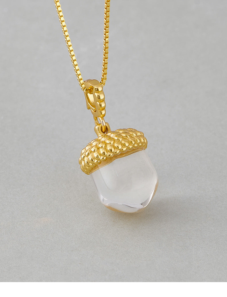 Pinecone Quartz Pendant - 925 Sterling Silver Delicate Collarbone Necklace