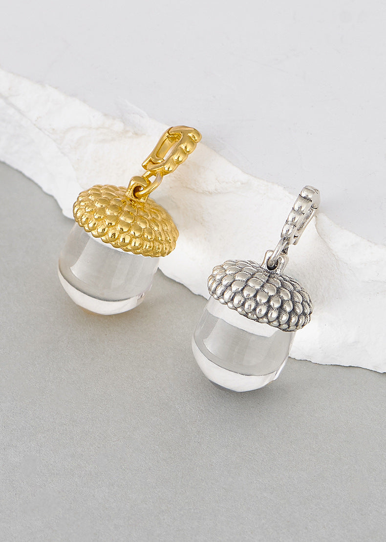 Pinecone Quartz Pendant - 925 Sterling Silver Delicate Collarbone Necklace