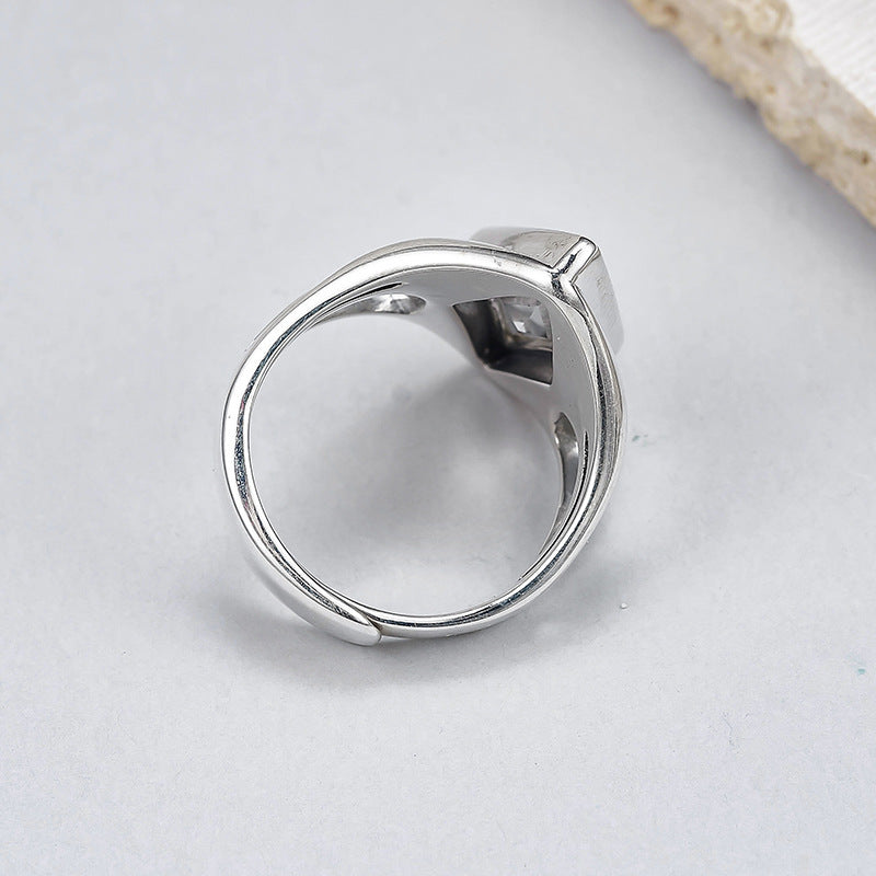 Minimalist Statement Ring - Adjustable Openwork 925 Silver with Quartz - A Modern Unisex Heirloom