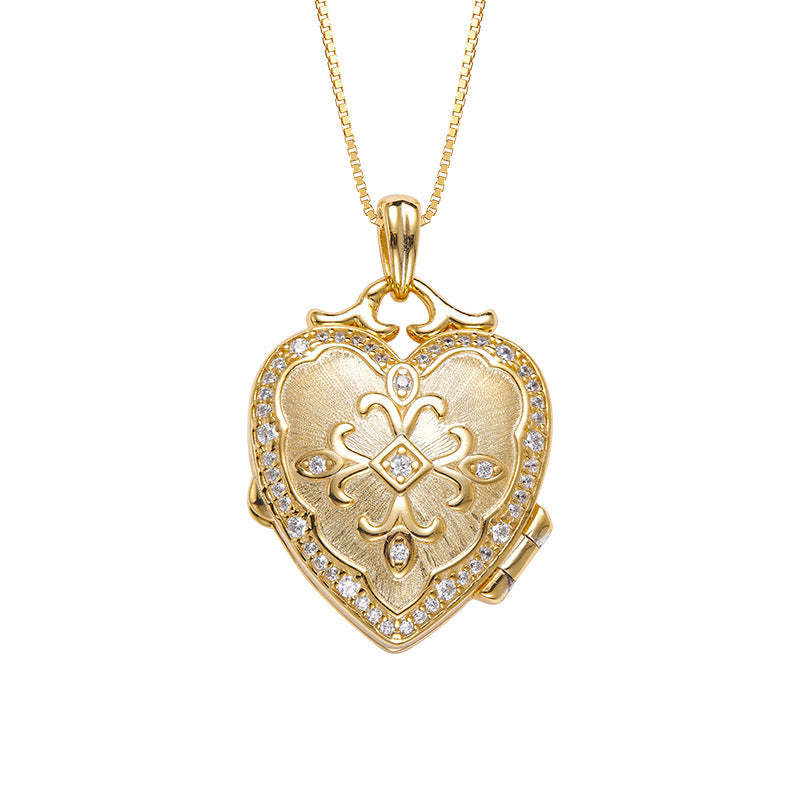 Love Photo Box Pendant - 925 Silver Couple Memorial Necklace - Unisex Accessory