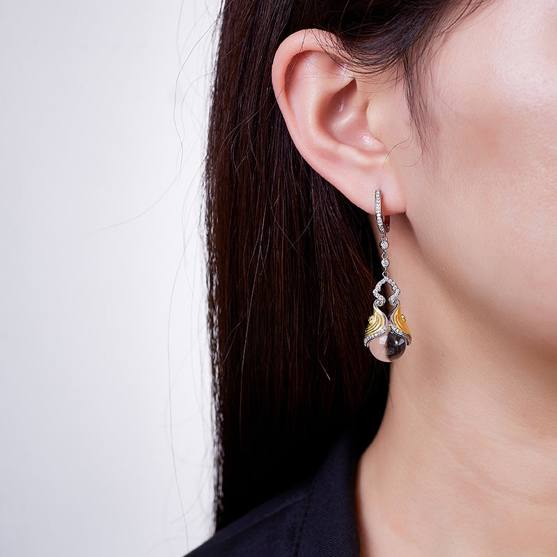 Statement Crystal Fringe Earrings - 925 Silver Clip-Ons for Effortless Glamour