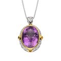 Oval Natural Amethyst Pendant - 925 Silver Niche Design - Fashionable Collarbone Chain