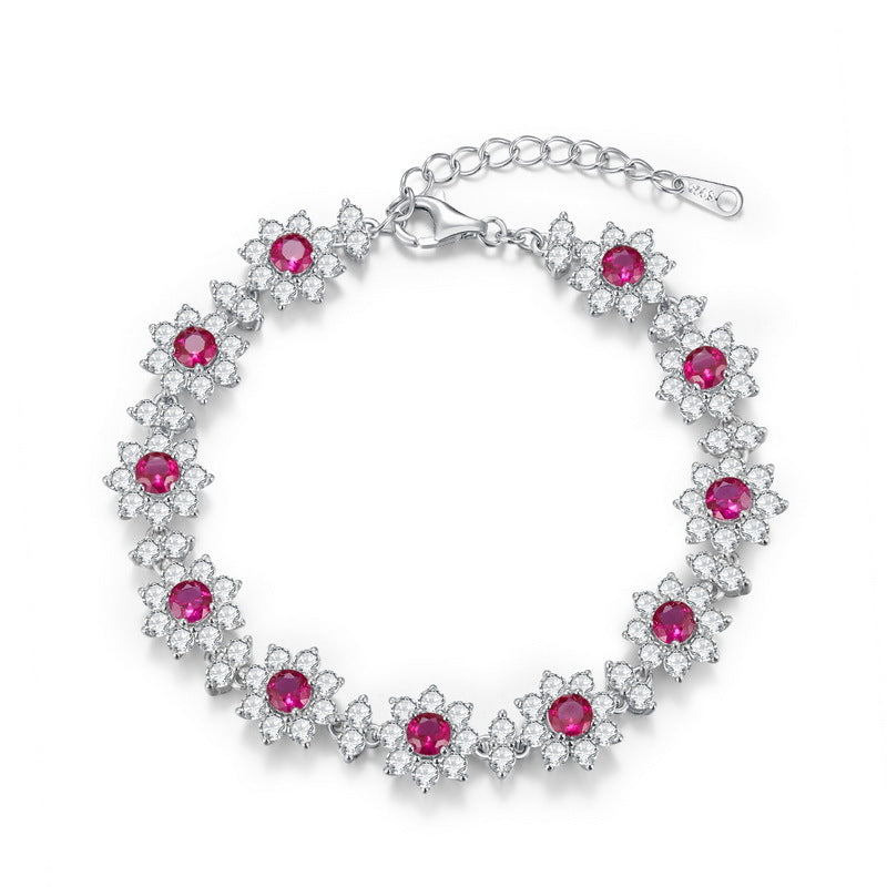 S925 Sterling Silver Cultivated Emerald Full Diamond Bracelet