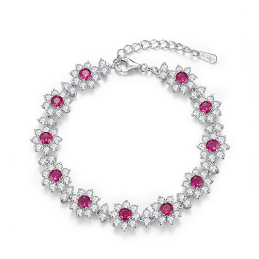 S925 Sterling Silver Cultivated Emerald Full Diamond Bracelet