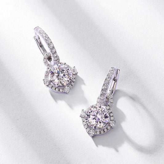 Simple Moissanite Earrings - 925 Silver Diamond-Encrusted - High-End Temperament Design