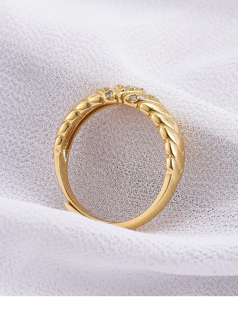 925 Sterling Silver Crystal Open Ring - Elegant Design