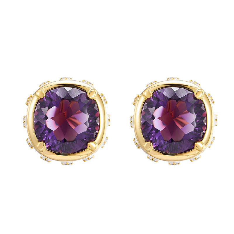 Luxury Enamel Citrine Earrings | 925 Sterling Silver | Medieval Geometric Statement Earrings