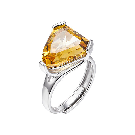 Office to Evening Citrine Ring - Adjustable 925 Silver with Natural Gemstone - Minimalist Heirloom Jewelry