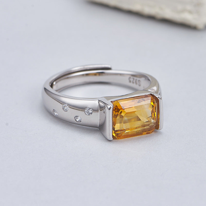 Amethyst Square Ring | 925 Sterling Silver | Adjustable Minimalist Ring