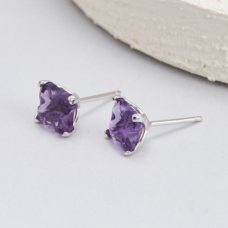 S925 silver natural amethyst ring, high-end exquisite and versatile open index finger ring women's jewelry gift