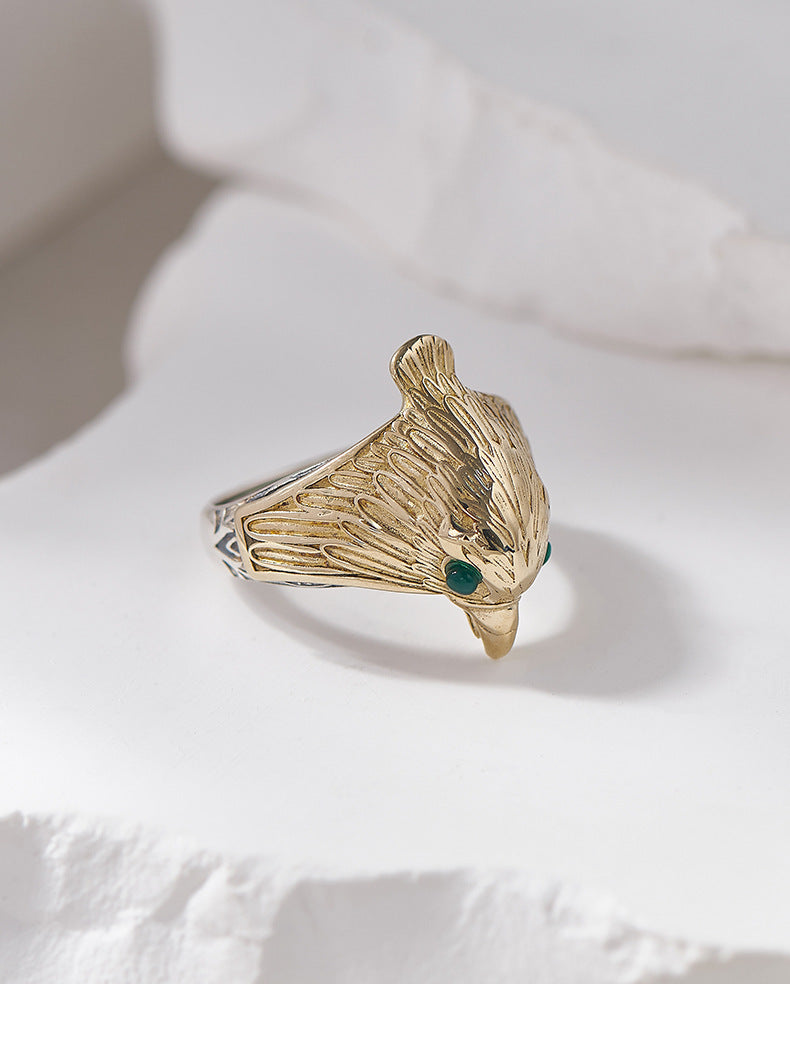 Eagle Ring - 925 Sterling Silver Adjustable Statement Band - Unisex Design