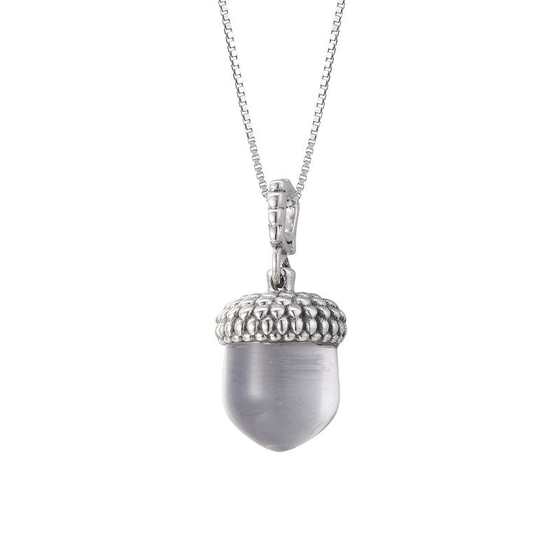 Pinecone Quartz Pendant - 925 Sterling Silver Delicate Collarbone Necklace