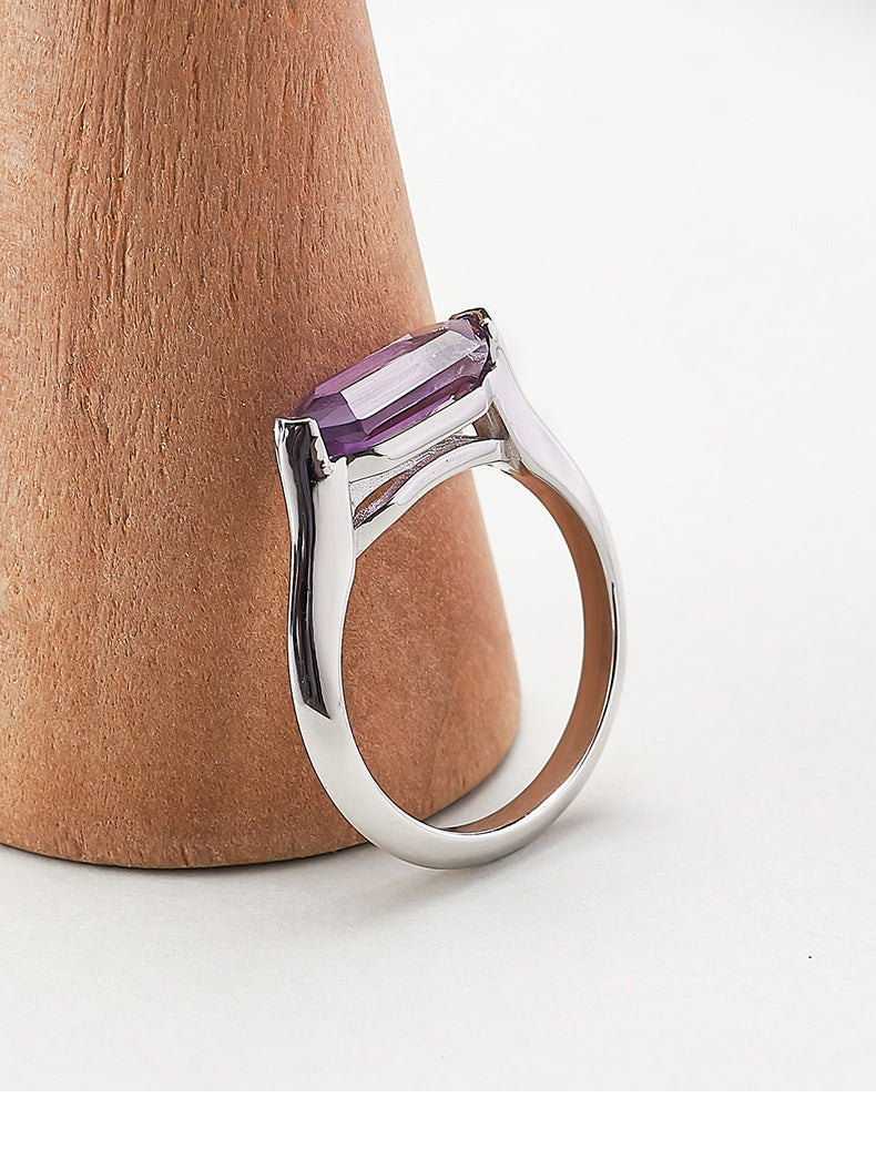 Simple Amethyst Ring | 925 Sterling Silver | Minimalist Cool Style Ring