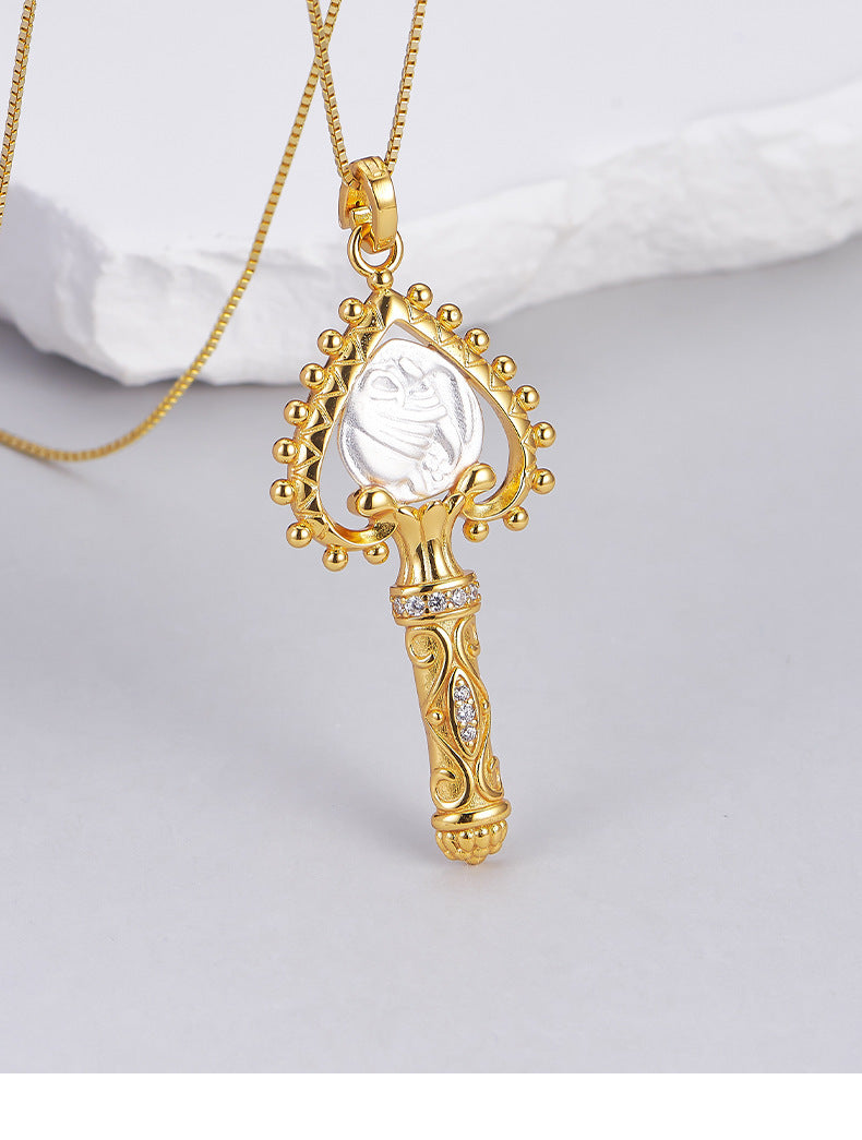925 Sterling Silver Elephant Ancient Coin Key Pendant Necklace - Greek Design