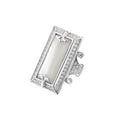 925 Sterling Silver White Shell Rectangular Ring with Crystals