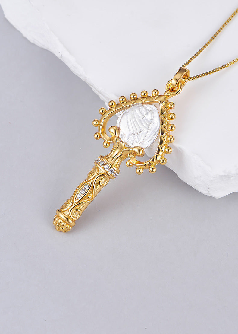 925 Sterling Silver Elephant Ancient Coin Key Pendant Necklace - Greek Design