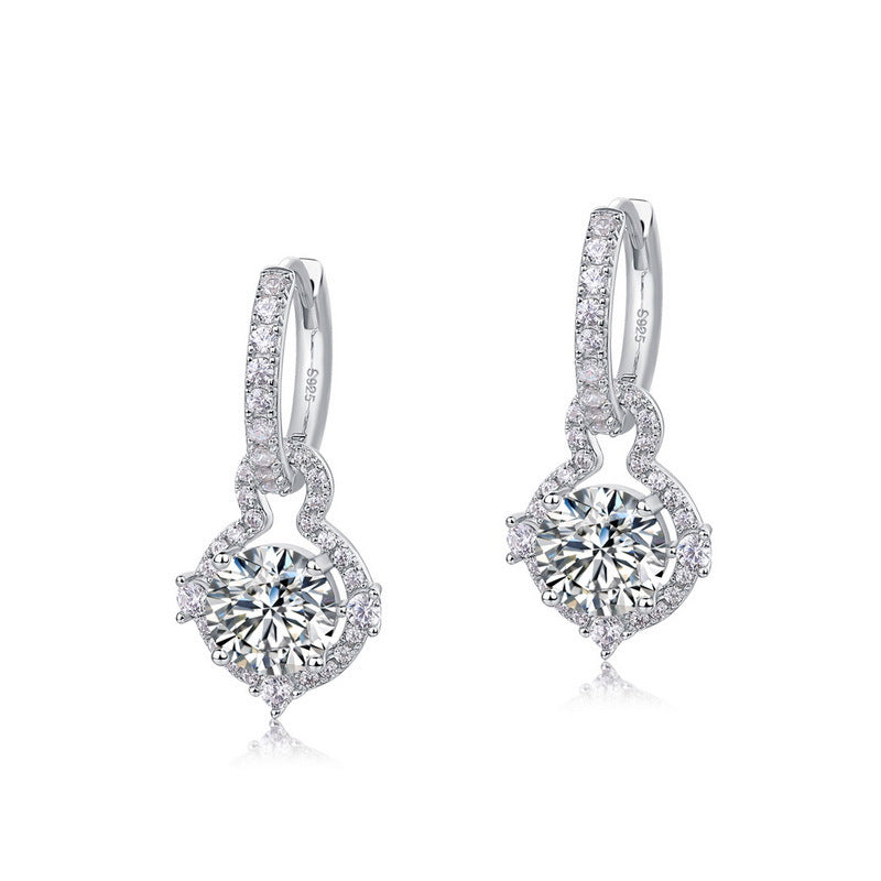 Simple Moissanite Earrings - 925 Silver Diamond-Encrusted - High-End Temperament Design