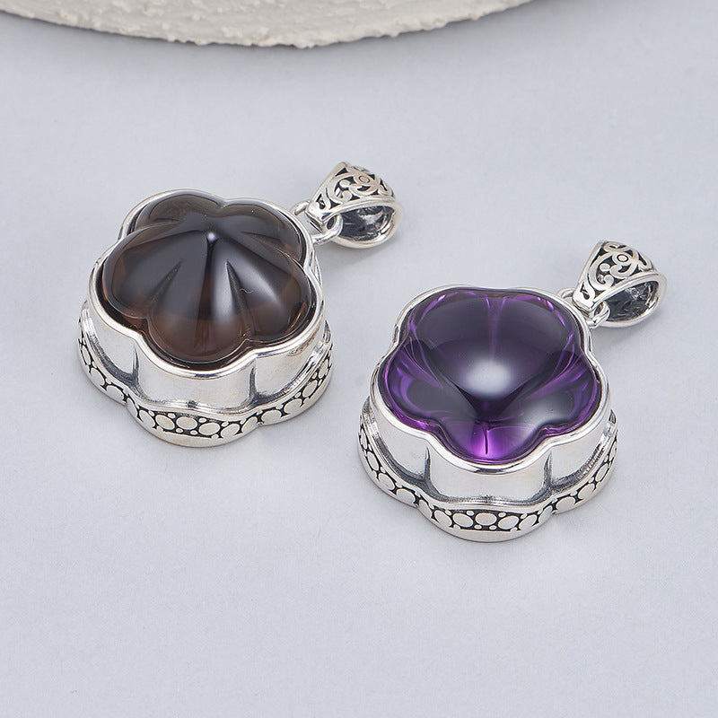 Plum Blossom Amethyst Pendant | 925 Sterling Silver | Delicate Necklace