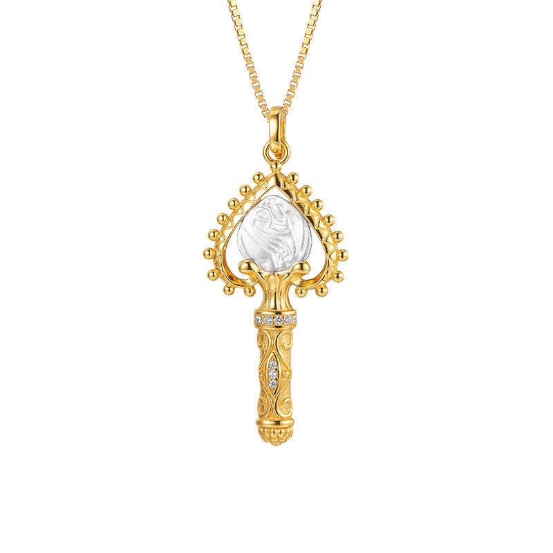 925 Sterling Silver Elephant Ancient Coin Key Pendant Necklace - Greek Design