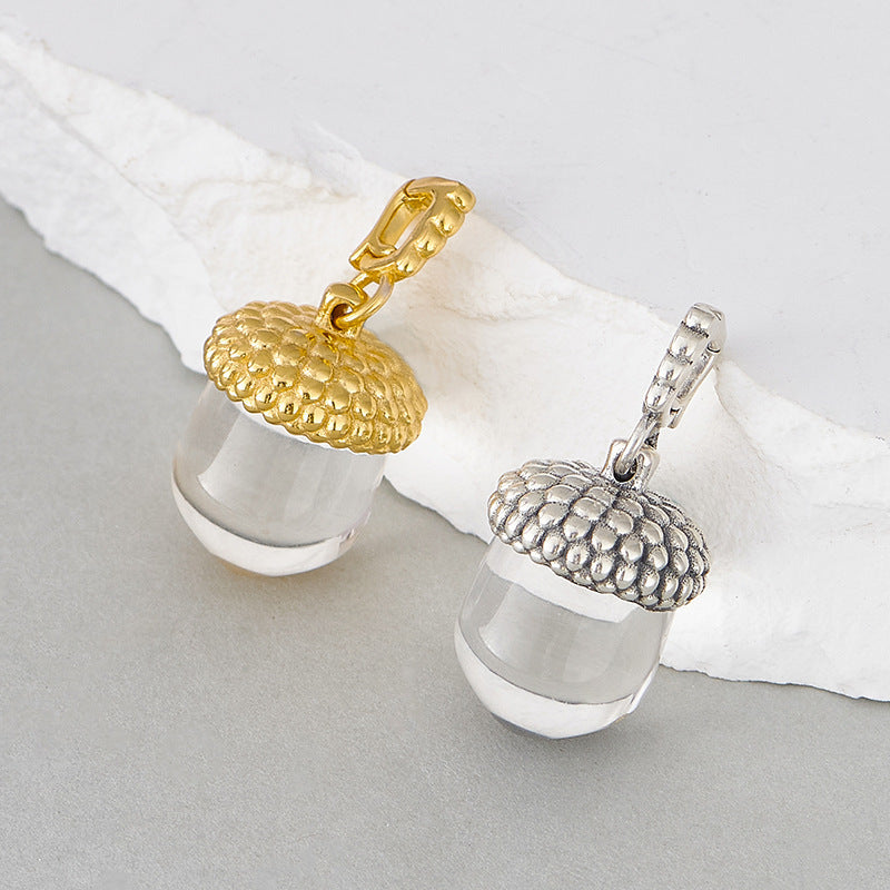 Pinecone Quartz Pendant - 925 Sterling Silver Delicate Collarbone Necklace