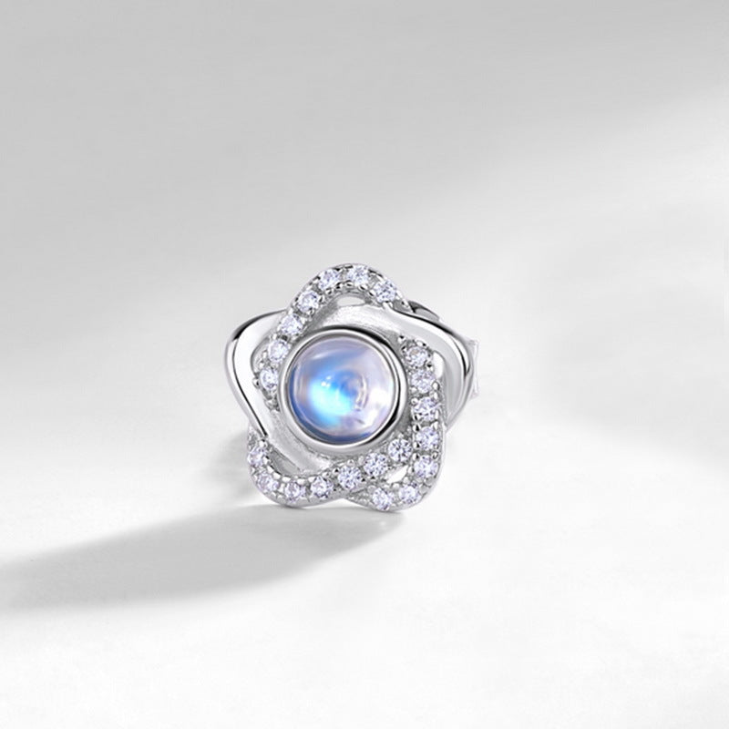 Feather Cultivation Ruby Earrings - 925 Silver Exaggerated - Retro Cold Wind Design