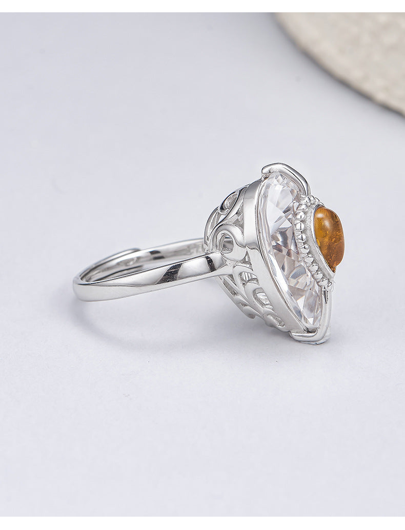 Teardrop Quartz Ring - Pure 925 Silver for Effortless Elegance - Your Everyday French Luxury