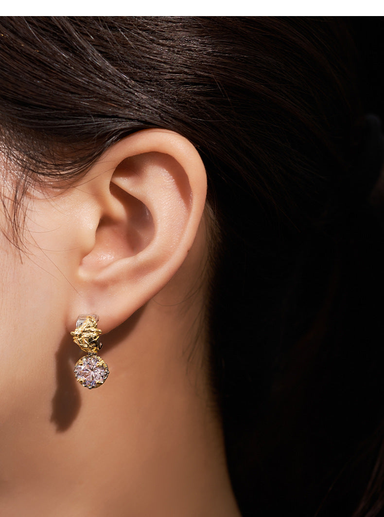 925 Sterling Silver Pink Crystal Stud Earrings - Luxury Vintage Design