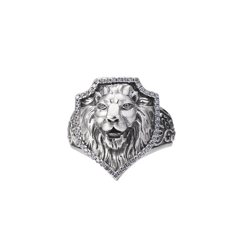 Lion Head Signet Ring - Arabesque Sterling Silver Statement Ring - Adjustable & Bold
