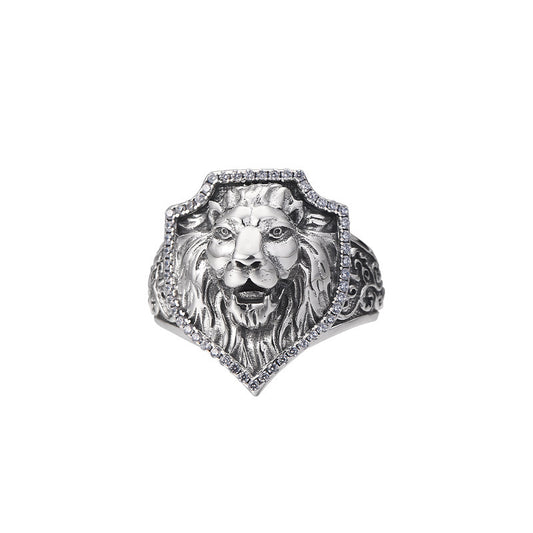 Lion Head Signet Ring - Arabesque Sterling Silver Statement Ring - Adjustable & Bold