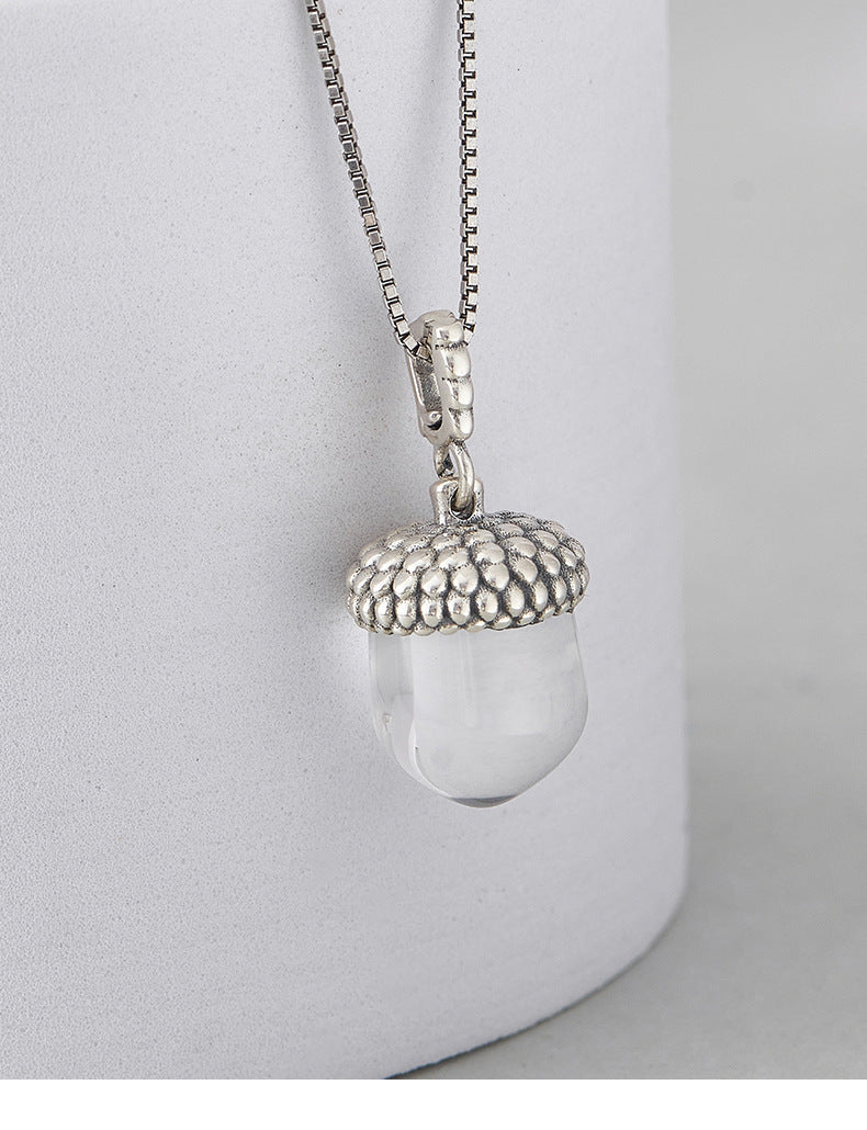 Pinecone Quartz Pendant - 925 Sterling Silver Delicate Collarbone Necklace