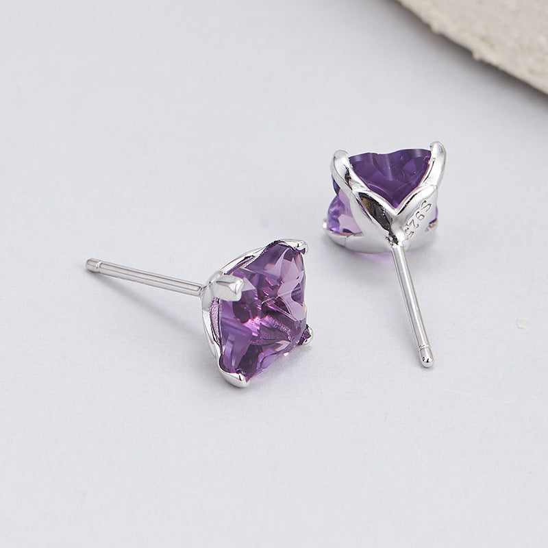 S925 silver natural amethyst ring, high-end exquisite and versatile open index finger ring women's jewelry gift
