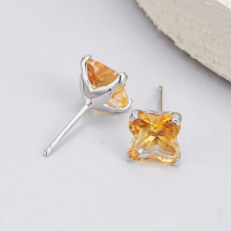 S925 silver natural citrine ring niche light luxury opening adjustable ring women