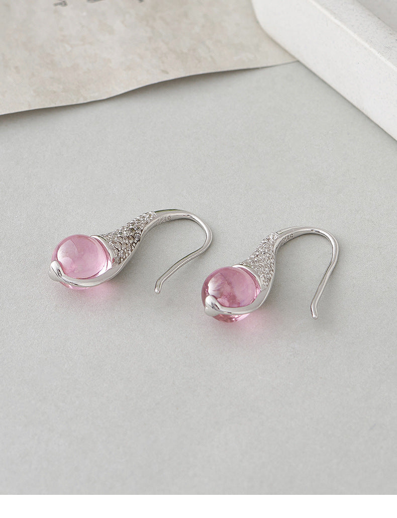 925 Sterling Silver Amethyst Flower Dangle Earrings - Vintage Design