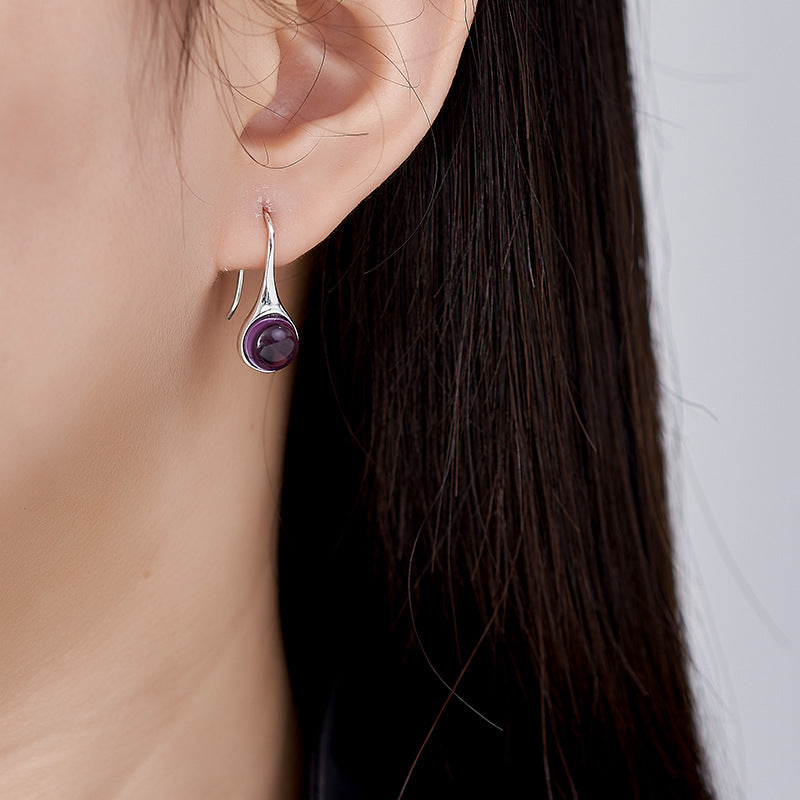 Amethyst Oval Earrings | 925 Sterling Silver | Minimalist Stud Earrings