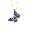 Butterfly Pendant Brooch - 925 Sterling Silver Convertible Necklace & Pin - Ethnic Design