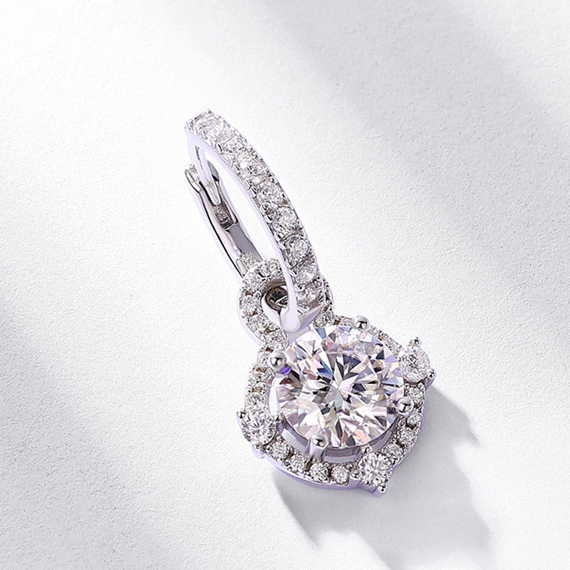 Simple Moissanite Earrings - 925 Silver Diamond-Encrusted - High-End Temperament Design