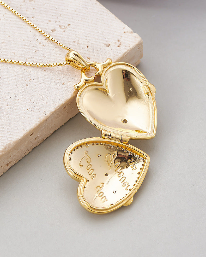 Love Photo Box Pendant - 925 Silver Couple Memorial Necklace - Unisex Accessory