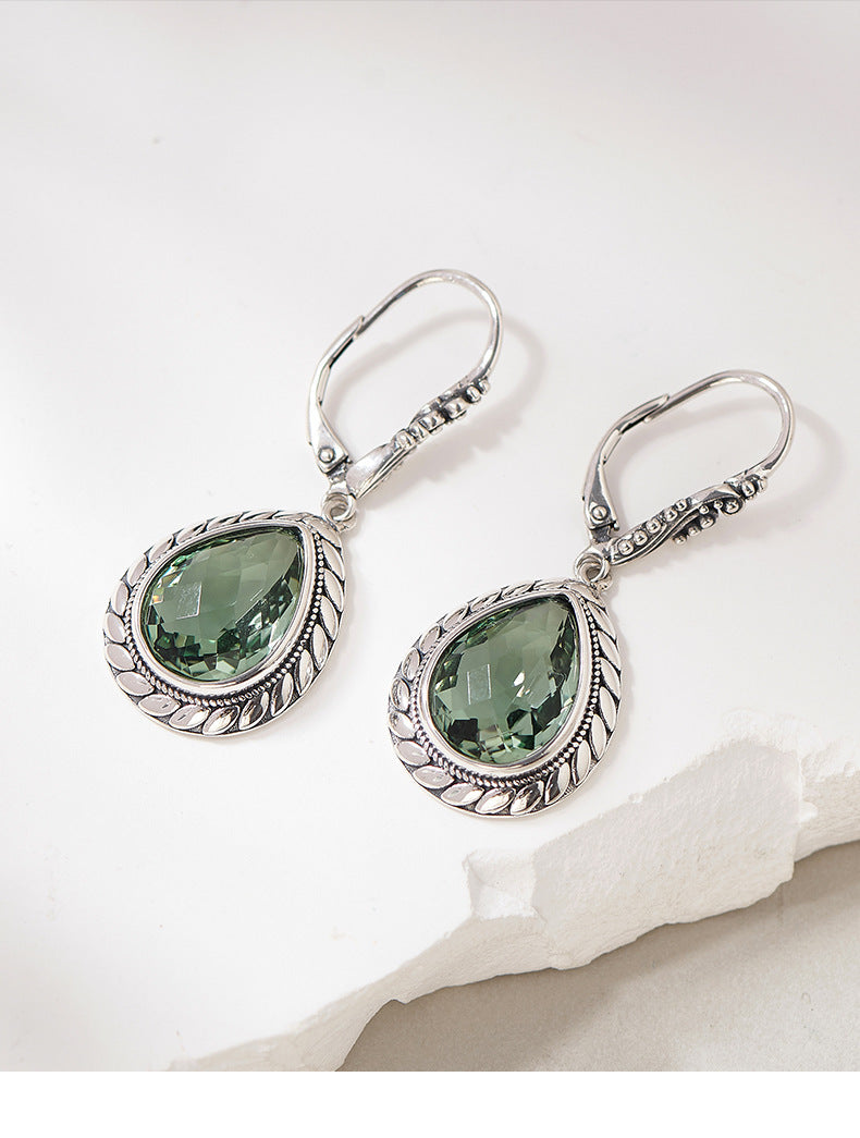 925 Sterling Silver Faceted Amethyst & Citrine Teardrop Dangle Earrings